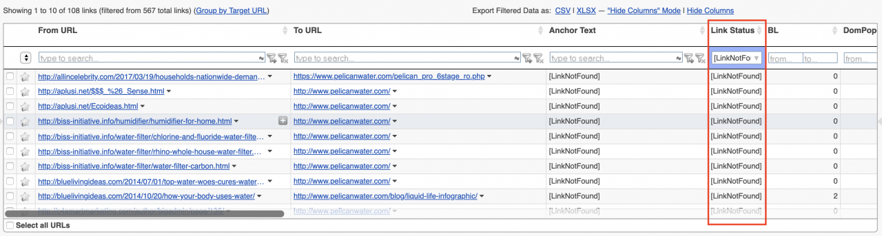 Detecting deleted links with LCT and recreating them